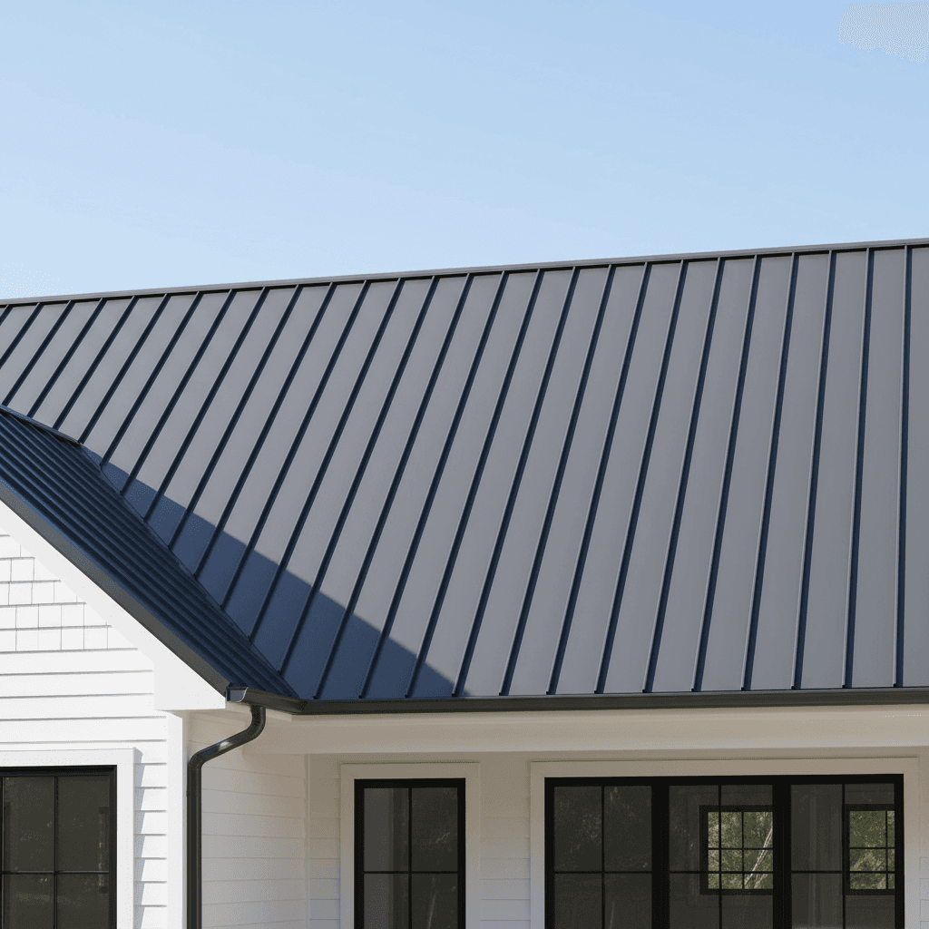 Standing seam metal roof on a residential home