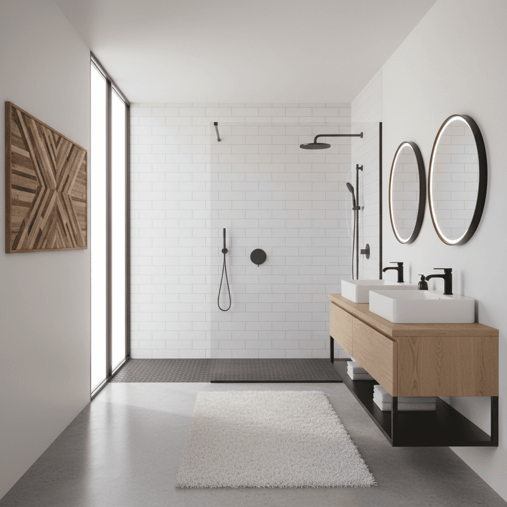 Clean modern bathroom with a walk-in shower
