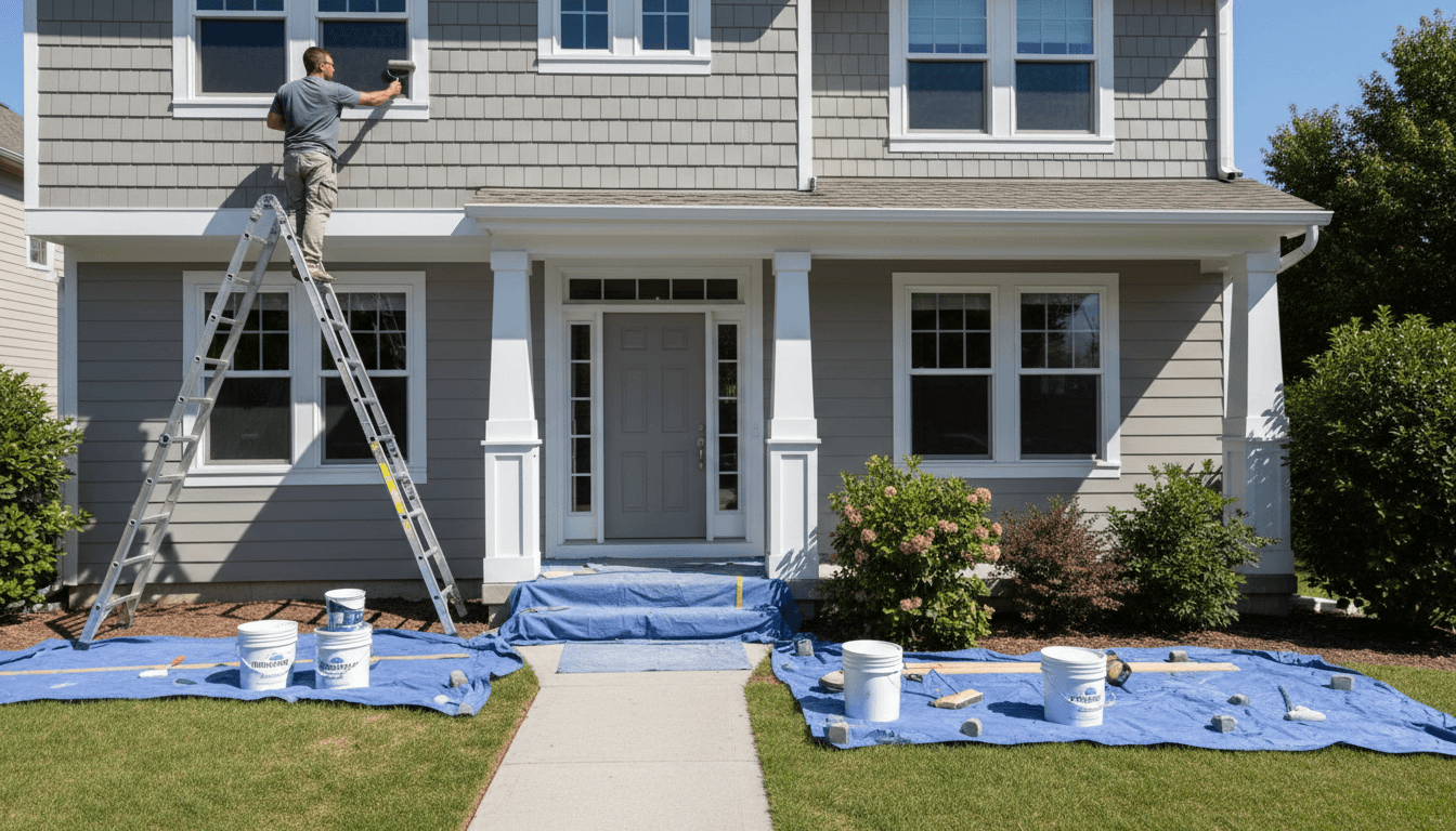 Freshly painted house exterior on a Salem residential street