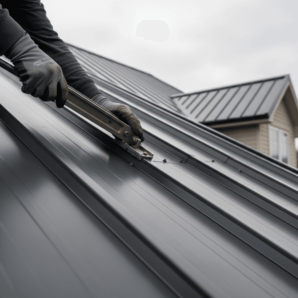 Standing seam metal roof with clean flashing detail